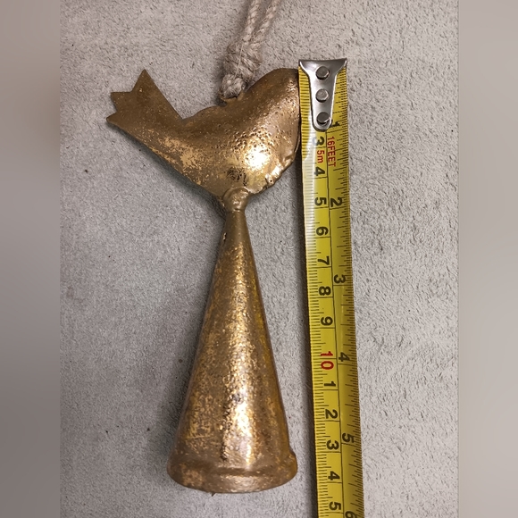 Handmade Metal gold foiled birds with bell ornaments set 6 NEW - Picture 6 of 6